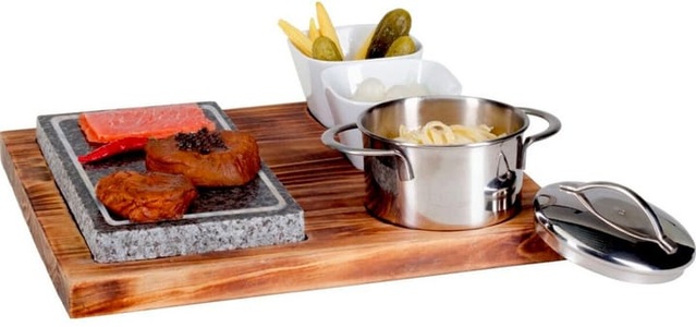 Nouvel, Nouvel Hot-Stone Set aus Pinienholz FSC 6-tlg 29.5 x 30 cm, Nouvel Hot-Stone Set aus Pinienholz FSC 6-tlg 29.5 x 30 cm