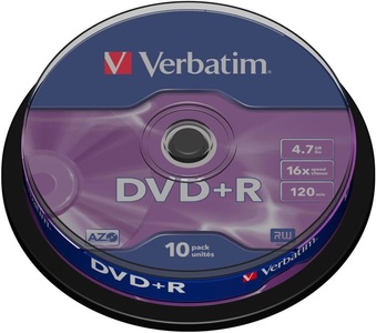 Verbatim, DVD+R 4,7 GB, DVD-Rohlinge, Verbatim DVD+R, 4.7GB, 1-16x, 43498, (10er Spindel)