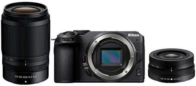 Nikon, NIKON Z 30 Body + NIKKOR Z DX 16-50mm f/3.5-6.3 VR + NIKKOR Z DX 50-250mm f/4.5-6.3 VR - Systemkamera Schwarz, 