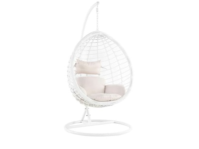 Beliani, Beliani Hängesessel Rattan weiss FANO, Beliani - Hängesessel mit Gestell aus PE Rattan Retro FANO, One Size, Schneeweiss
