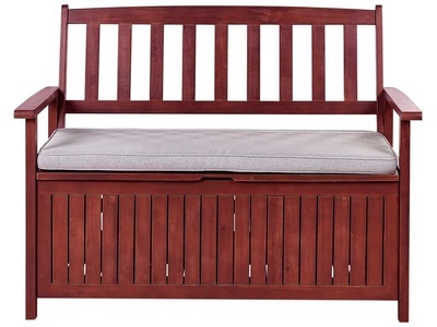 Beliani, Bank mit Auflage aus Akazienholz Klassisch SOVANA Bank mit Auflage aus Akazienholz Klassisch SOVANA, Beliani - Gartenbank mit Auflage aus Akazienholz Klassisch SOVANA, One Size, Bordeaux