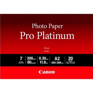 Canon, Canon Pro Platinum Photo Paper A2 Pt-101, Canon Photo Paper Pro Platinum PT-101 2768B067 Fotopapier DIN A2 300 g/m² 20 Blatt Hochglänzend