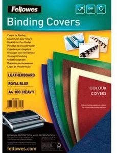 Fellowes, Fellowes Einbanddeckel Deckblatt, Fellowes Einbanddeckel Lederstruktur A4, 250 g/m², 100 Stück, Blau