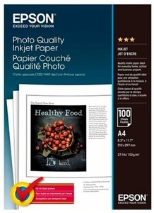 Epson, Epson Photo Quality Inkjet Paper - A4 - 100 Blätter, Epson Foto Papier, A4, 104g, C13S041061, (100 Blatt)