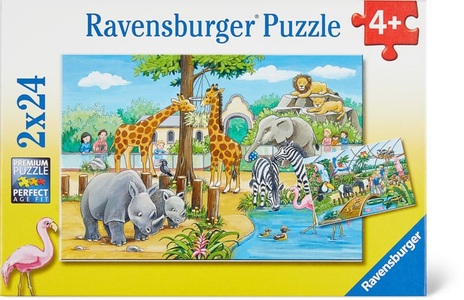 Ravensburger, Willkommen im Zoo, Puzzle, Ravensburger Kinderpuzzle - 07806 Willkommen im Zoo - Puzzle für Kinder ab 4 Jahren mit 2x24 Teilen
