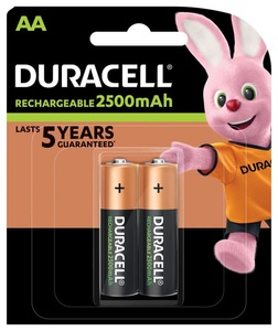 Duracell, Recharge Ultra Mignon (AA) NiMH Akku mit 2500 mAh - 2 Stück, Duracell Akkupacks »2er Pack Rechargeable AA 2500mAh«, Mignon, 2500 mAh, 1,2 V