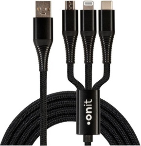 onit, onit USB A - Lightning/Micro-USB/USB C; 1 m Kabel, onit USB-Ladekabel USB A - Lightning/Micro-USB B/USB C 1 m