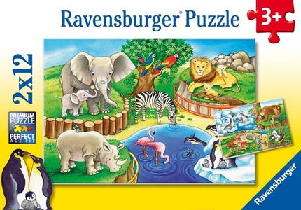 Ravensburger, Puzzle Tiere im Zoo, Ravensburger Puzzle Tiere im Zoo 2 x 12 Teile (1 Stk)