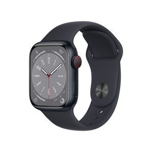 Apple, APPLE Watch Series 8 (GPS + Cellular) 45 mm - Smartwatch (Regular 140 - 220 mm, Fluorelastomer, Midnight Aluminum/Midnight), Watch Series 8, Aluminium, 45mm, Cellular