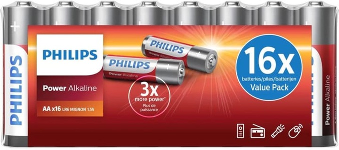 Philips, Philips AA / Lr06 (16 Stk.) Batterie, Philips Batterie Power Alkaline AA 16 Stück