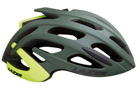 Lazer, Lazer Fahrradhelm »Blade+«, Lazer Velohelm Blade+ Road - Matte Dark Green, Flash Yellow (Grösse: M (55-59 cm))