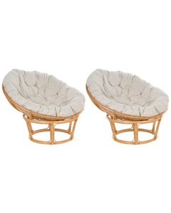 Beliani, Set mit 2 Stühlen aus Rattan Boho SALVO Set mit 2 Stühlen aus Rattan Boho SALVO, Beliani - Gartensessel 2er Set mit Auflagen aus Rattan Boho SALVO, One Size, Baumnuss