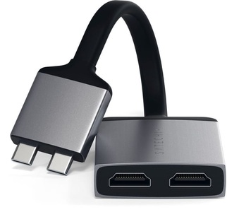 Apple,Huawei,Samsung, Satechi - USB C auf Dual 4K HDMI 60Hz Adapter Power Delivery (ST-TCDHAM) - Space Grey, 
