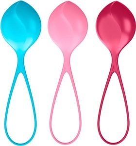 Satisfyer, Satisfyer Kugeln (3er-Set) CO3 Single, Satisfyer Strengthening Balls - Beckenbodentrainer (Pink/Rot/Türkis)