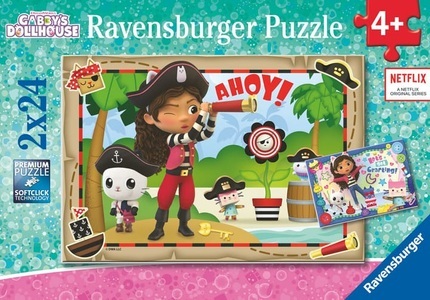 Ravensburger, Kinderpuzzle Gabby''s Dollhouse, Ravensburger Kinderpuzzle 05710 - Auf zur Piraten-Party! - 2x24 Teile Gabby's Dollhouse Puzzle für Kinder ab 4 Jahren