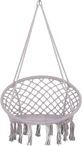 Beliani, Beliani Makramee Hängesessel Baumwolle grau GABELLA, Beliani - Hängesessel aus Baumwolle Boho GABELLA, One Size, Rauch