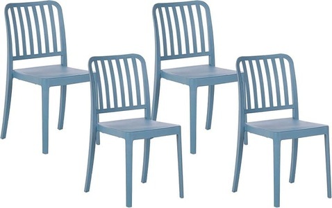 Beliani, Beliani Gartenstuhl Kunststoff blau 4er Set SERSALE, 