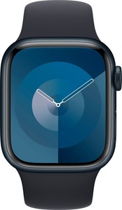 Apple, APPLE Watch Series 9 (GPS, Alu) 41 mm - Smartwatch (S/M 130-180 mm, Fluorelastomer, Mitternacht/Mitternacht), Apple Watch Series 9, 41mm, Midnight mit Midnight Sport Band - S/M Apple Watch Series 9 ? Midnight