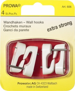 PROWA, PROWA Wandhaken 606, Qualité & Prix Bilderhaken Nylon | 20 mm | 4 Stück
