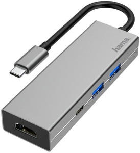 HAMA, Hama USB-C-Multiport-Adapter 4 Ports 2x Usb-A Usb-C Hdmi™ Adapter, HAMA 200107 - USB-C Multiport-Adapter (Grau)