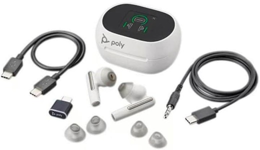 POLY, Poly Voyager Free 60+ UC M - True Wireless-Kopfhörer mit Mikrofon - im Ohr - Bluetooth - aktive Rauschunterdrückung - Adapter USB-C via Bluetooth, Poly Headset Voyager Free 60+ MS USB-C, Weiss