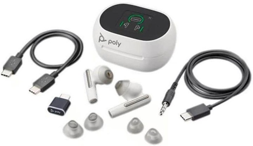 POLY, Poly Voyager Free 60+ UC - True Wireless-Kopfhörer mit Mikrofon - im Ohr - Bluetooth - aktive Rauschunterdrückung - Adapter USB-C via Bluetooth, Poly Headset Voyager Free 60+ UC USB-C, Weiss