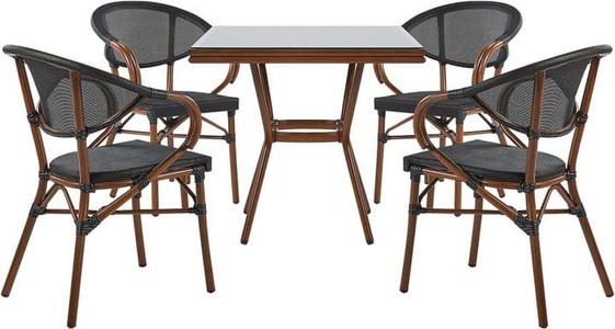 Beliani, Beliani Gartenmöbel Set Aluminium grau 4-Sitzer Stühle schwarz Caspri, 
