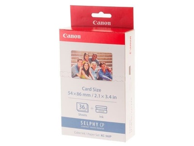 Canon, Canon Papierset Tintenpatrone, Canon Farbtinte, Papier-Set, 8.6cm x 5.4cm, KC36IP, 7739A001, (36 Blatt)