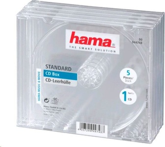 HAMA, Hama 44748 CD BOX STD Clear - CD-Leerhülle (Transparent), Hama CD Hülle 00044748 1 CD/DVD/Blu-Ray Transparent 5 St.