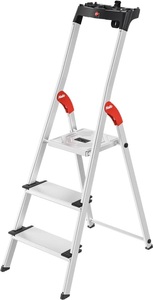 Hailo, Hailo L80 ComfortLine 8040-307 Aluminium Stufen-Stehleiter inkl. Werkzeugablage Arbeitshöhe (max.): 2.35 m Silber,, Hailo Stufen-Stehleiter ComfortLine, Standhöhe 0,63 m