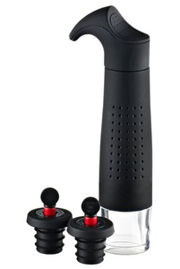 Micasa, Vakuum-Pumpe inkl. 2 Verschlüsse TADDEA, Micasa, Vakuumpumpe Gard'vin On/Off Classic plastikmaterial schwarz Set mit Vakuum Luftpumpe + 2 luftdichten Verschlüssen - L'Atelier du Vin schwarz en plastikmaterial