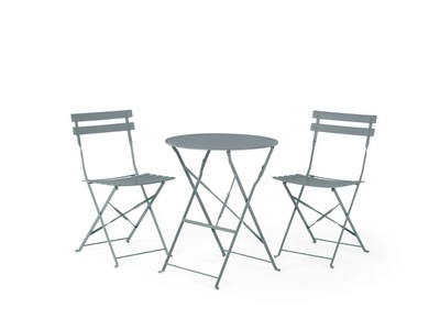 Beliani, Beliani Balkonset grau 2 Stühle FIORI, Beliani - Bistro Set aus Stahl Modern FIORI, One Size, Taubengrau