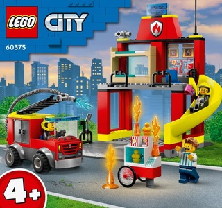 LEGO, 60375 Feuerwehrstation und Löschauto Multicolor, LEGO® Konstruktionsspielsteine »Feuerwehrstation und Löschauto«, (153 St.)