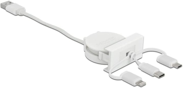 Delock, 81375 USB Kabel 0,5 m USB 2.0 USB A USB C Weiß, Delock Easy 45 Modul USB A - Lightning/Micro-USB B/USB C 0.5 m