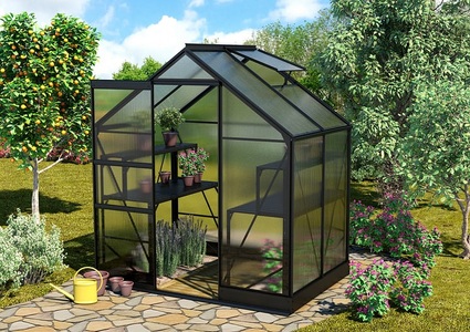 PALRAM, Palram Gewächshaus Apollo 2500 anthrazit, Vitavia Gewächshaus Apollo 2500 Schwarz | 2 × 2 m