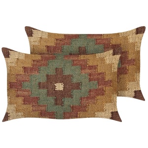 Beliani, Kissen 2er Set aus Jute Retro MAGURI Kissen 2er Set aus Jute Retro MAGURI, 