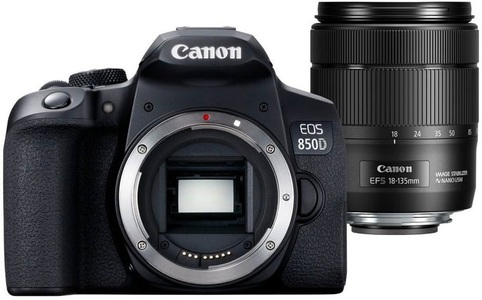 Canon, CANON EOS 850D Body + EF-S 18-135mm f/3.5-5.6 IS USM - Spiegelreflexkamera (Fotoauflösung: 24.10 MP) Schwarz, Canon EOS 850D/18 135mm 24 20 Mpx APS C/DX Spiegelreflexkamera