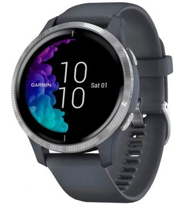 Garmin, Garmin Venu - GPS-Smartwatch (Breite: 20 mm, Silikon, Granitblau/Silber ), Garmin VENU Blue Granite/Silver Smartwatch