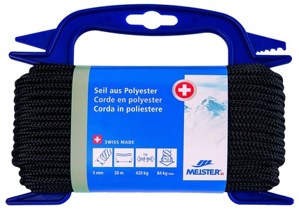 MEISTER, MEISTER SEIL POLYESTER, Meister Polyesterseil Ø 5 mm, 20 m, 420 kg, Schwarz