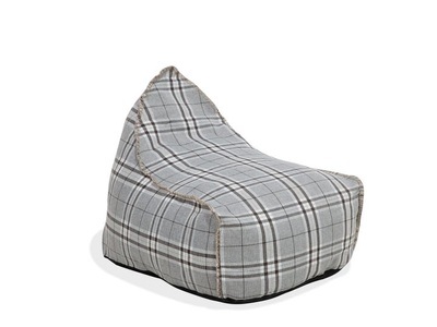Beliani, Beliani Sitzsack grau kariert DROP LINEN, Beliani - Sitzsack aus Polyester Modern DROP LINEN, One Size, Taubengrau