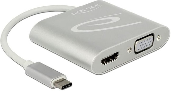 Delock, Splitter USB-C > 1x HDMI + 1x VGA, Splitter & Switches, Delock 2-Port Signalsplitter USB-C - 1xHDMI & 1xVGA
