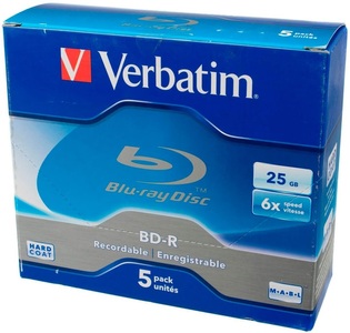 Verbatim, Verbatim 43715 Bd-R Single 6X 25Gb - Rohling, VERBATIM BD-R Jewel Case 25GB 43715 6x Scratchguard 5 Pcs
