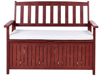 Beliani, Bank mit Auflage aus Akazienholz Klassisch SOVANA Bank mit Auflage aus Akazienholz Klassisch SOVANA, Beliani - Gartenbank mit Auflage aus Akazienholz Klassisch SOVANA, One Size, Bordeaux