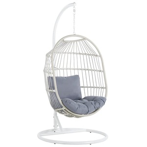Beliani, Beliani Hängesessel mit Gestell ø 102 cm Rattan / Flechtseil weiss ALBA, Beliani - Hängesessel mit Gestell aus PE Rattan Boho ALBA, One Size, Weiss Bunt