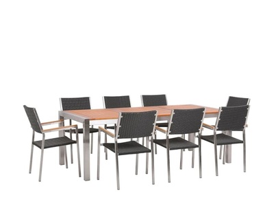 undefined, GROSSETO Gartentisch, Beliani - Garten-Essgruppe für 8 Personen aus Edelstahl Modern GROSSETO, One Size, Light Beige