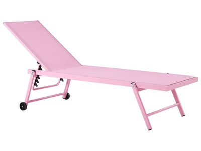 Beliani, Beliani Gartenliege Aluminium Textilbespannung rosa Portofino, Beliani - Liege aus Aluminium Modern PORTOFINO, One Size, Puderrosa