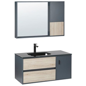 Beliani, Beliani Badmöbel Set grau / heller Holzfarbton 100 cm TERUEL, 