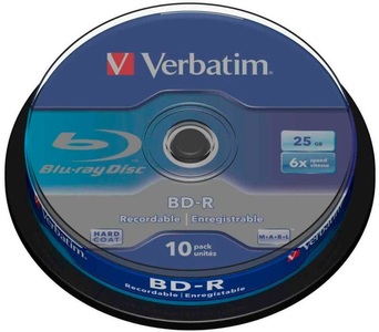 Verbatim, Verbatim 10er-Spindel Blu-ray-Rohlinge 25 GB printable, 6x Speed, Verbatim 43804 Blu-ray BD-R Rohling 25 GB 10 St. Spindel Bedruckbar