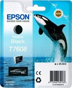 Epson, Epson T7608 matte black Tintenpatrone, Epson Tintenpatrone, matt-schwarz, C13T760840, (25,9 ml)