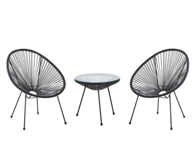 Beliani, Beliani ACAPULCO II Rattanmöbel Set Kunststoff, Beliani - Bistro Set aus PE Rattan Boho ACAPULCO II, One Size, Schwarz